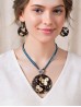 Fashion Flower Print Shell Necklace and Earrings Set Fashion Flower Print Shell Necklace and Earrings Set